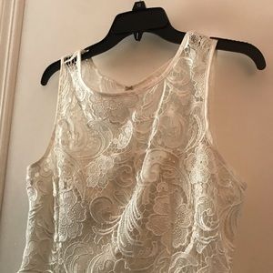 Adrianna Papell White Lace Midi Dress